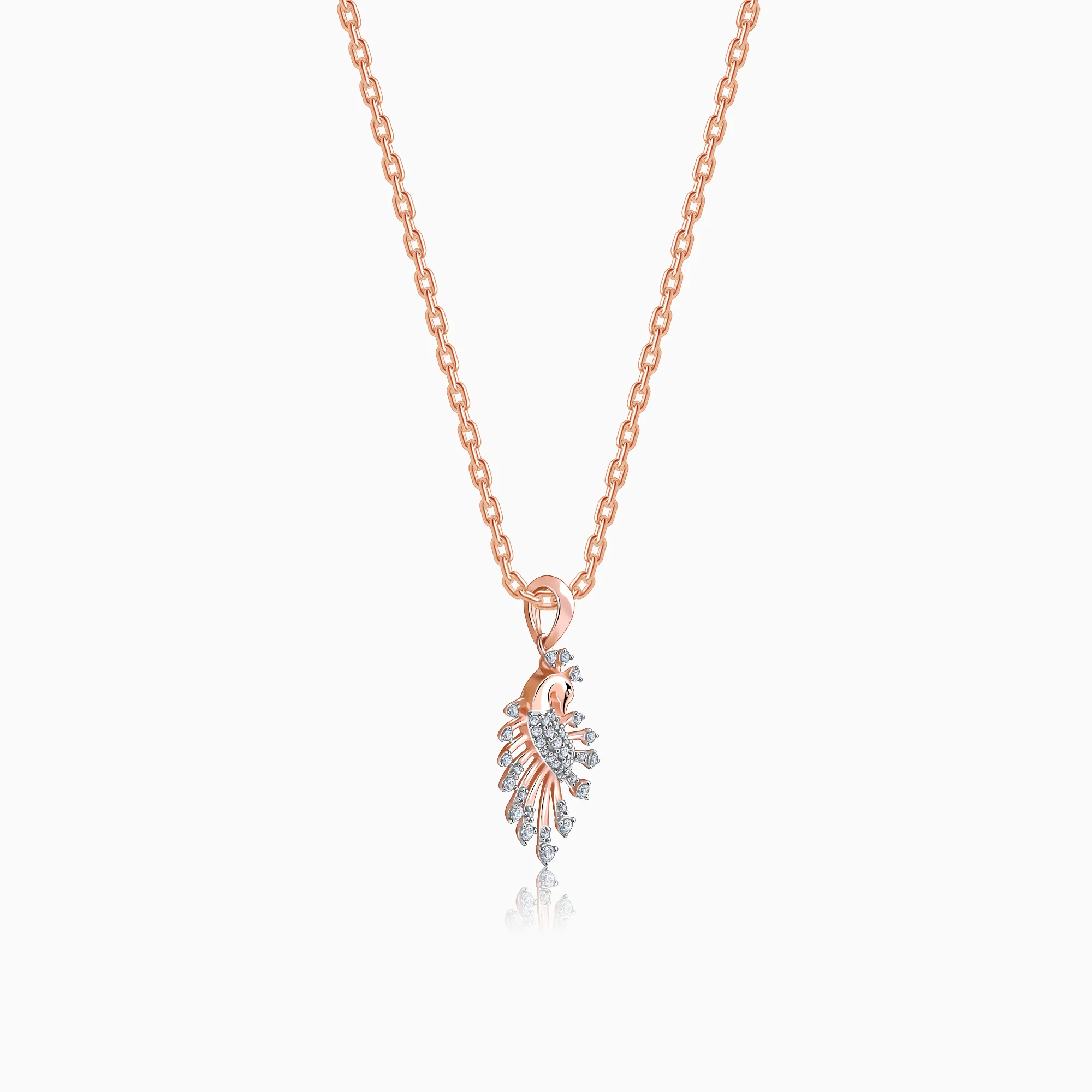 Rose Gold Peacock Lab Grown Diamond Pendant - Image 4