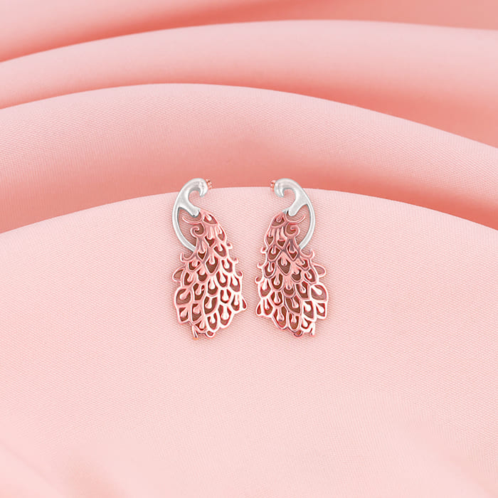 Anushka Sharma Rose Gold Peacock Earrings - Image 2