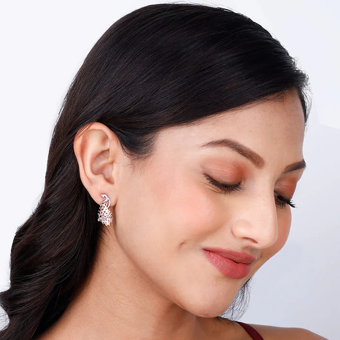 Anushka Sharma Rose Gold Peacock Earrings - Image 3