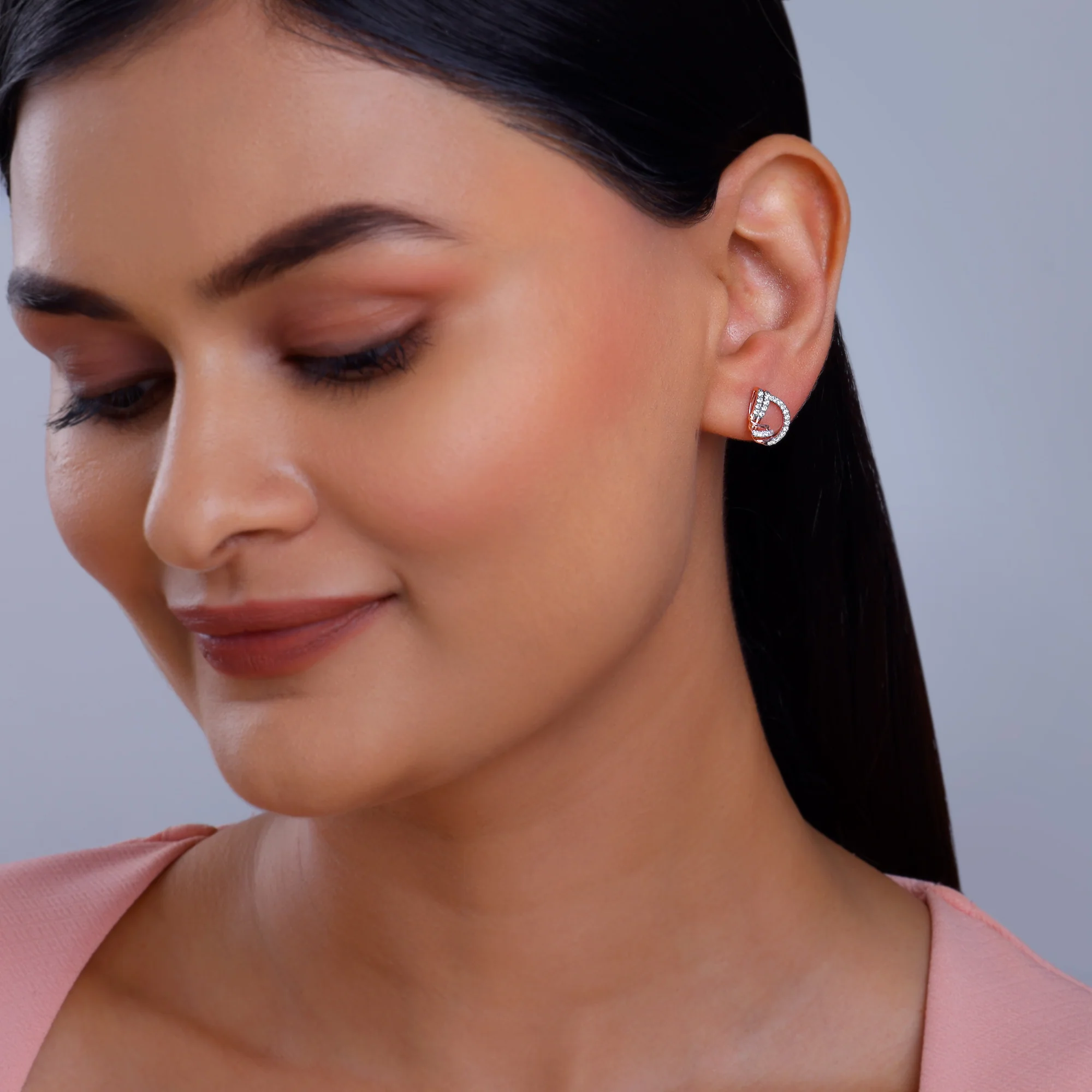 Rose Gold Pear Lab Grown Diamond Studs - Image 3