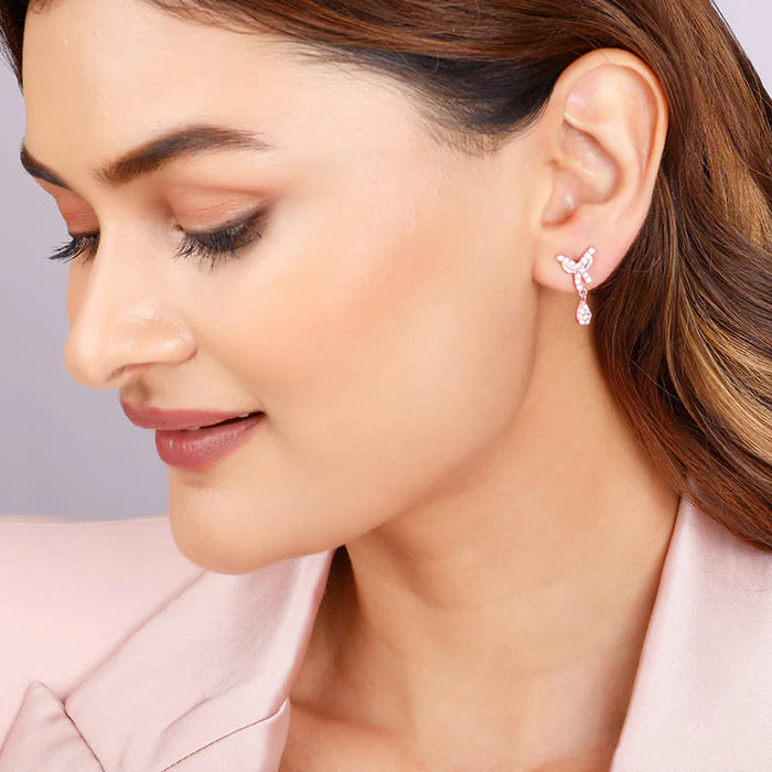 Rose Gold  Pear Drops Earrings - Image 3