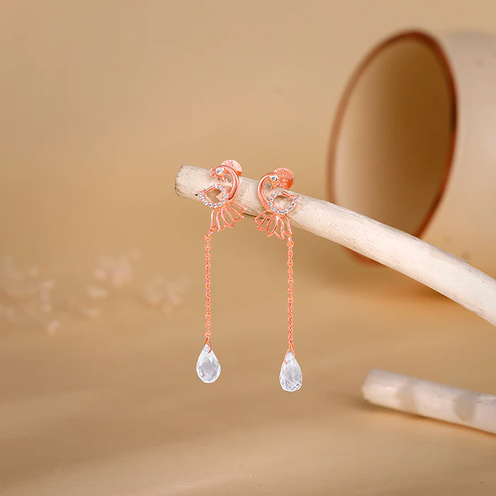 Rose Gold Morni Shine Drop Earrings - Image 2