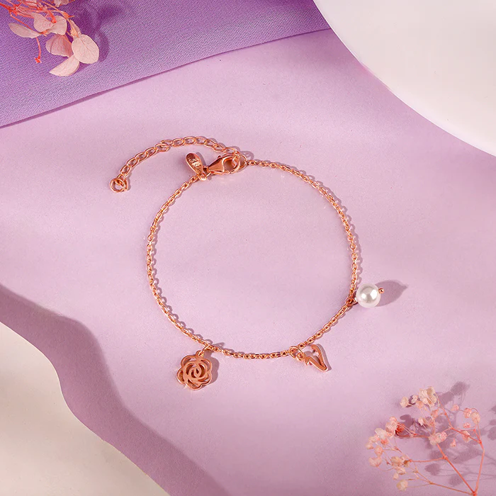 Rose Gold Pearl Rosey Personalised Bracelet - Image 3