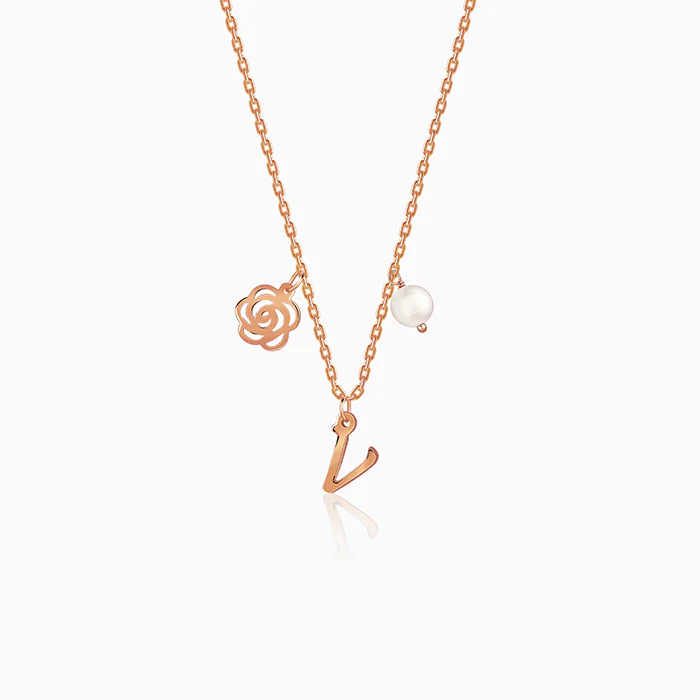 Rose Gold Pearl Rosey Personalised Necklace - Image 2