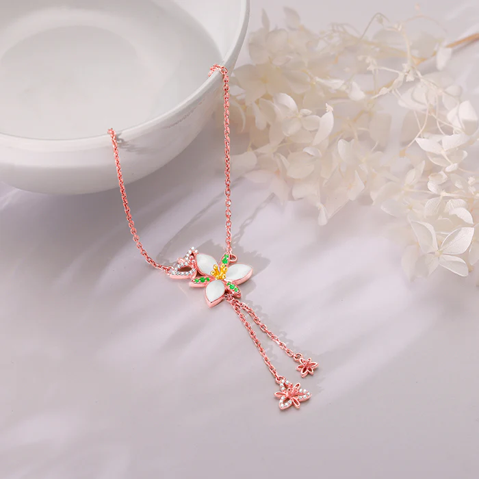 Rose Gold Persistent Trillium Lariat Necklace - Image 2
