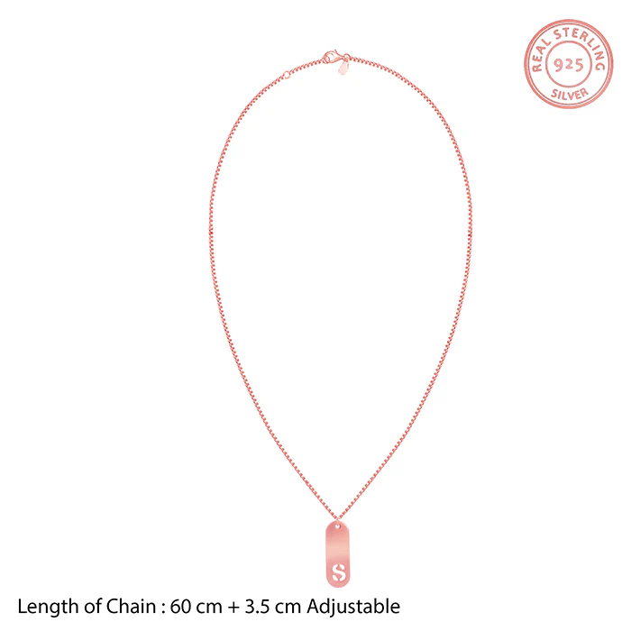 Rose Gold Personalised Alpha Tag Initial Pendant For Him - Image 5