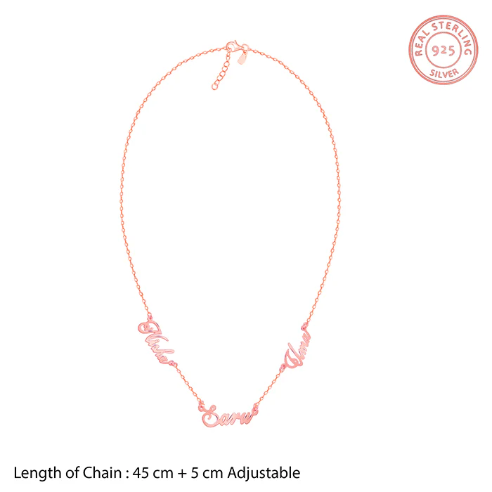 Rose Gold Personalised Bestie Trio Name Necklace - Image 5