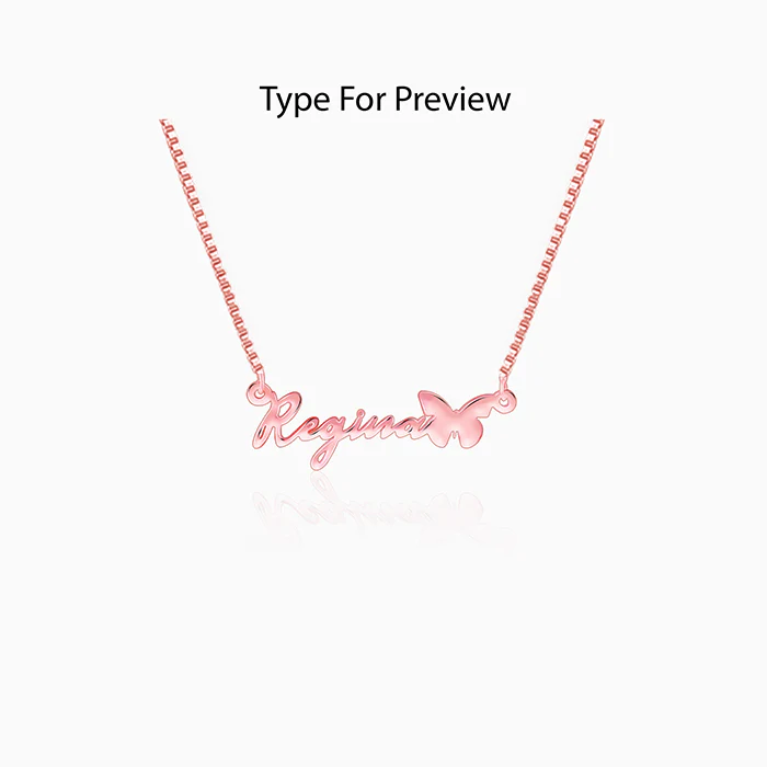Rose Gold Personalised Butterfly Pendant - Image 2