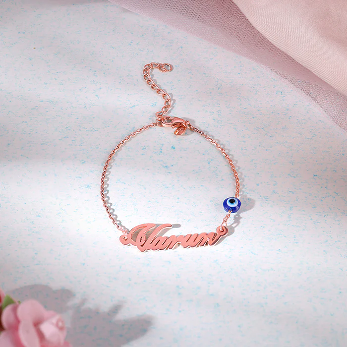 Rose Gold Personalised Classic Evil Eye Bracelet - Image 2