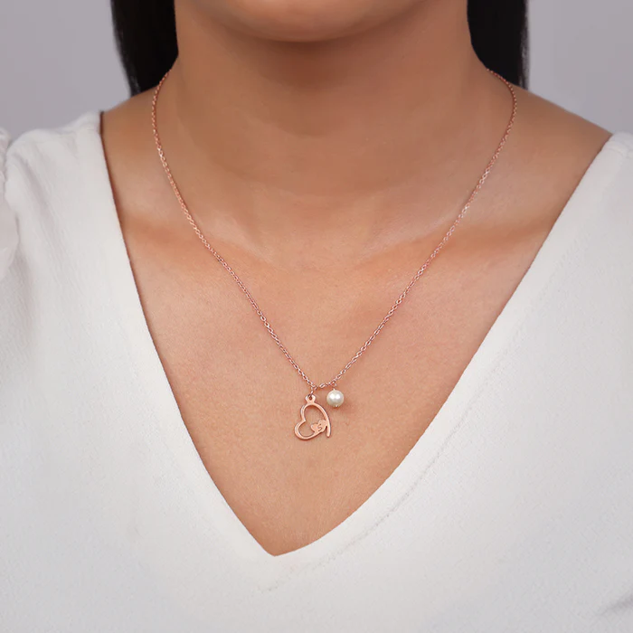 Rose Gold Personalised Classic Heart Necklace - Image 4