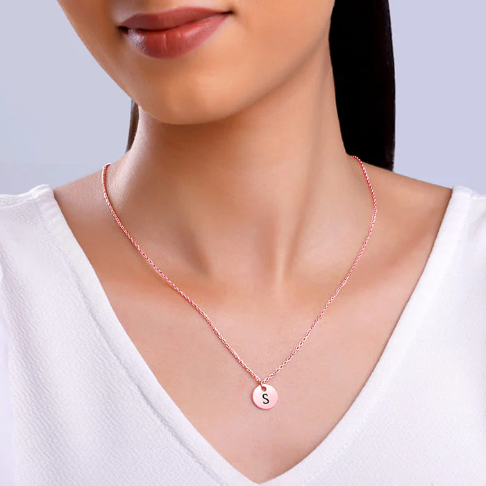 Rose Gold Personalised Classic Initial Pendant with Link Chain - Image 4