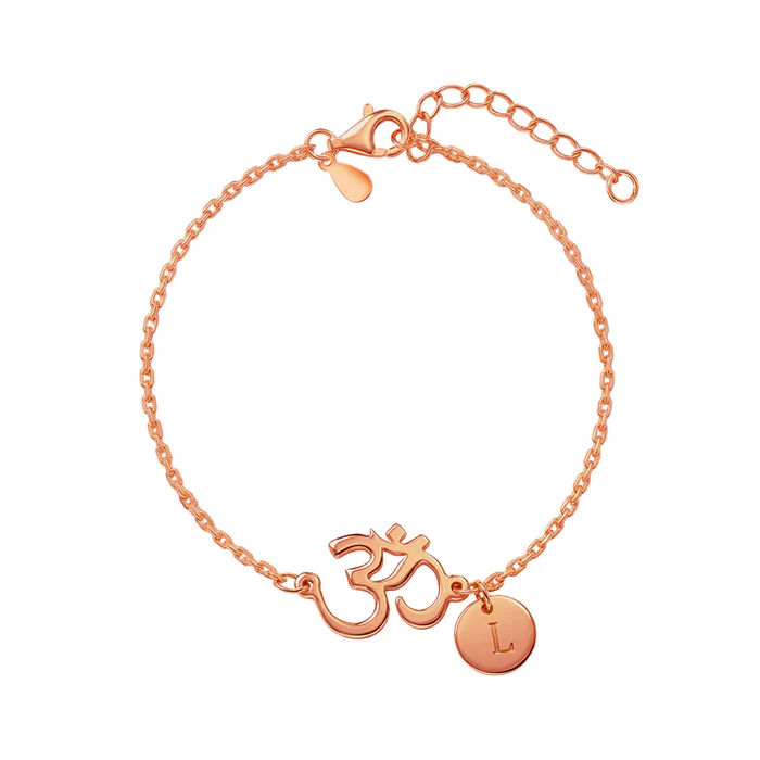 Rose Gold Personalised Classy Om Heartbeat Bracelet - Image 2