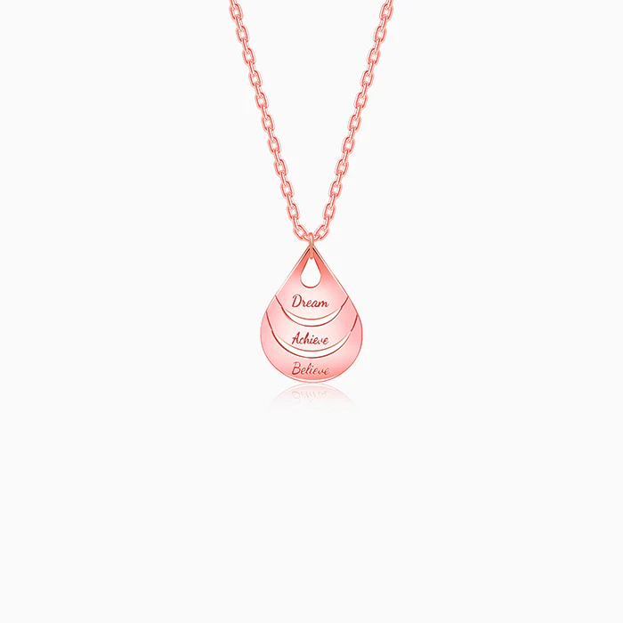 Rose Gold Personalised Dreamy Teardrop Pendant With Link Chain