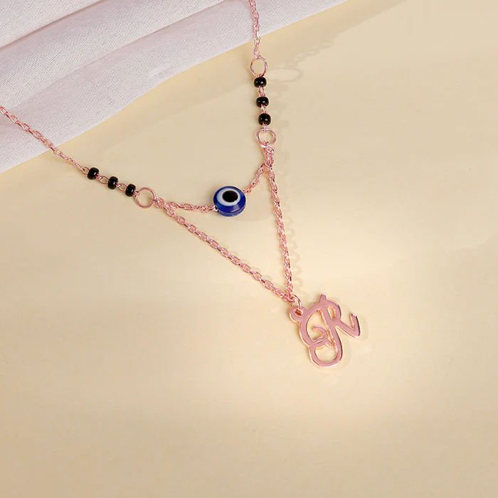 Rose Gold Personalised Evil Eye Mangalsutra Necklace - Image 2