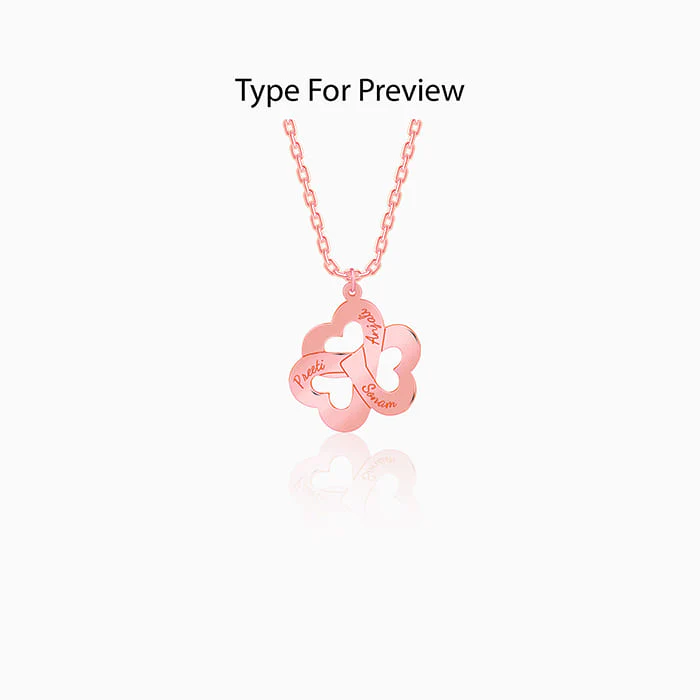 Rose Gold Personalised Floral Love Name Necklace - Image 2