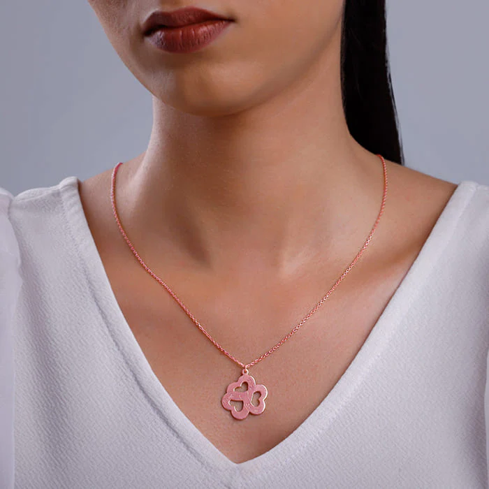 Rose Gold Personalised Floral Love Name Necklace - Image 4