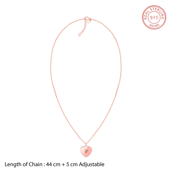 Rose Gold Personalised Heart Initial Pendant With Link Chain - Image 5