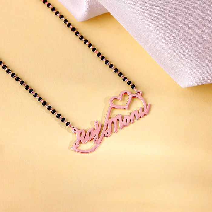 Rose Gold Personalised Heart Name Mangalsutra - Image 2