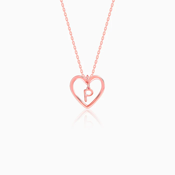 Rose Gold Personalised Heart of Initial Pendant