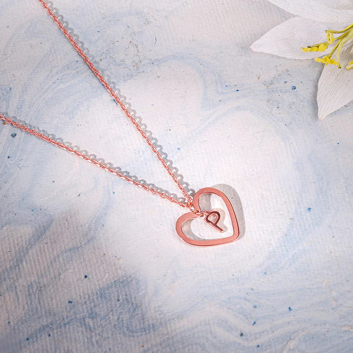 Rose Gold Personalised Heart of Initial Pendant - Image 2
