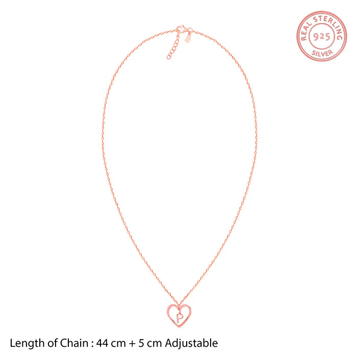 Rose Gold Personalised Heart of Initial Pendant - Image 5
