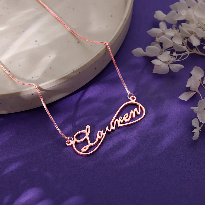 Rose Gold Personalised Infinite Promises Pendant - Image 2