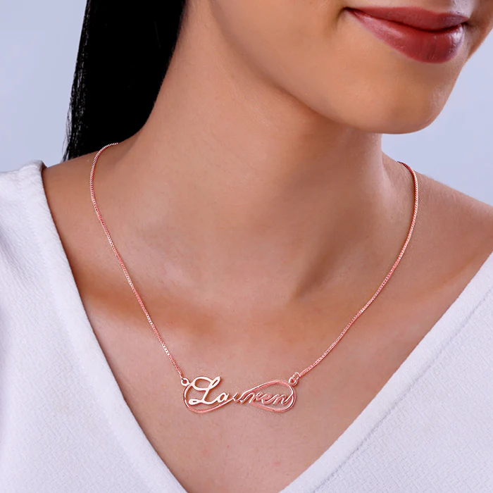 Rose Gold Personalised Infinite Promises Pendant - Image 3
