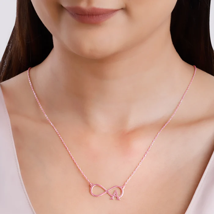 Rose Gold Personalised Infinity Initial Necklace - Image 3