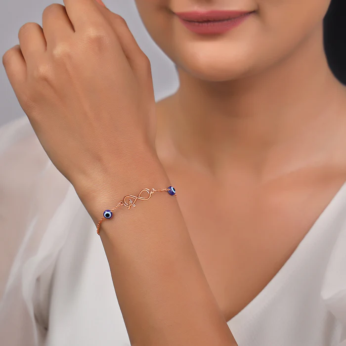 Rose Gold Personalised Initial Nazar Bracelet - Image 4
