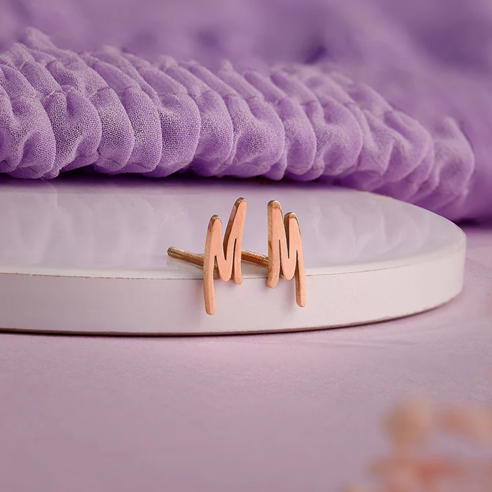 Rose Gold Personalised Letter Stud Earrings - Image 3