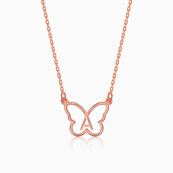 Rose Gold Personalised Like a Butterfly Necklace - Image 2