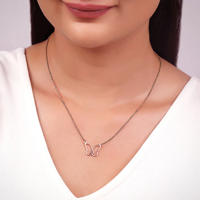 Rose Gold Personalised Like a Butterfly Necklace - Image 4