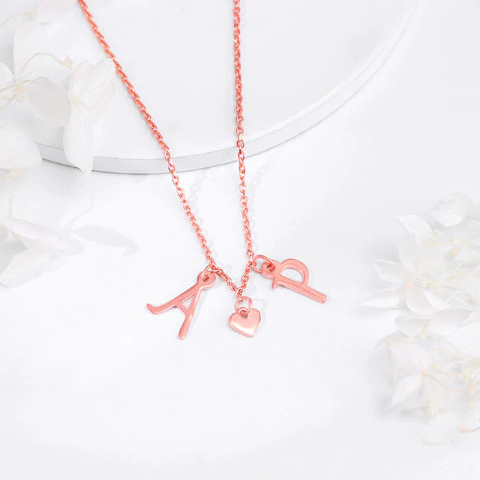 Rose Gold Personalised Love Initials Necklace - Image 2