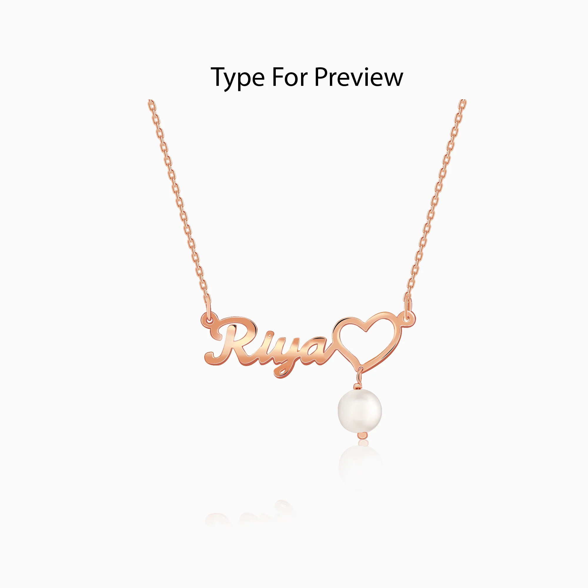 Rose Gold Personalised Pearl Heart Necklace