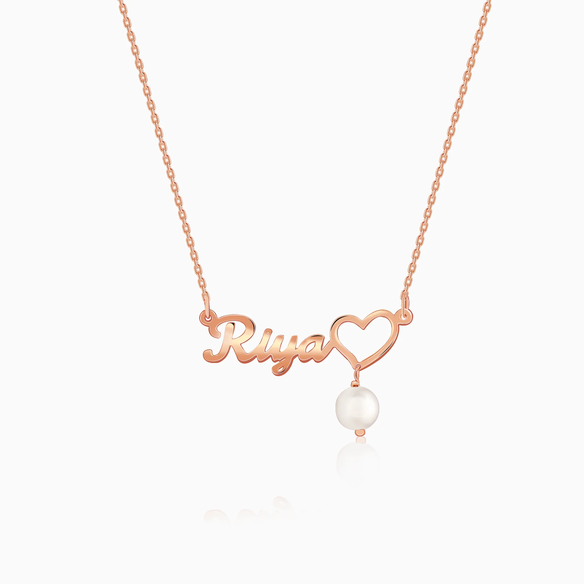 Rose Gold Personalised Pearl Heart Necklace - Image 2