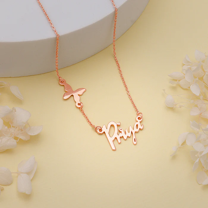 Rose Gold Personalised Pretty Butterfly Necklace - Image 2