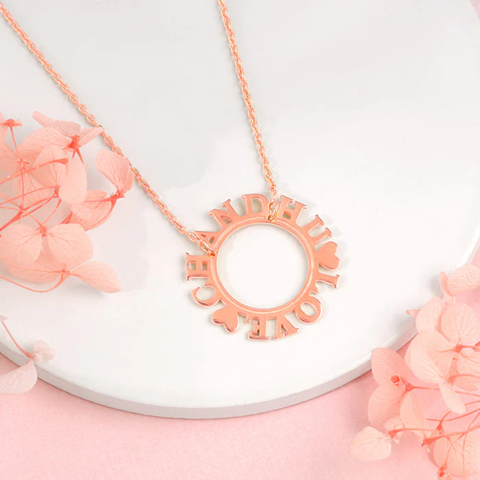 Rose Gold Personalised Round Name Necklace - Image 3