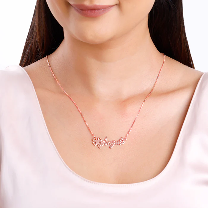 Rose Gold Personalised Serendipity Clover Necklace - Image 3
