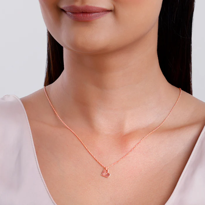 Rose Gold Personalised Shy Heart Pendant - Image 5