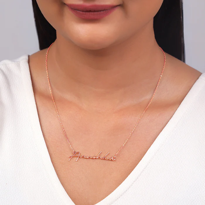 Rose Gold Personalised Signature Name Necklace - Image 4