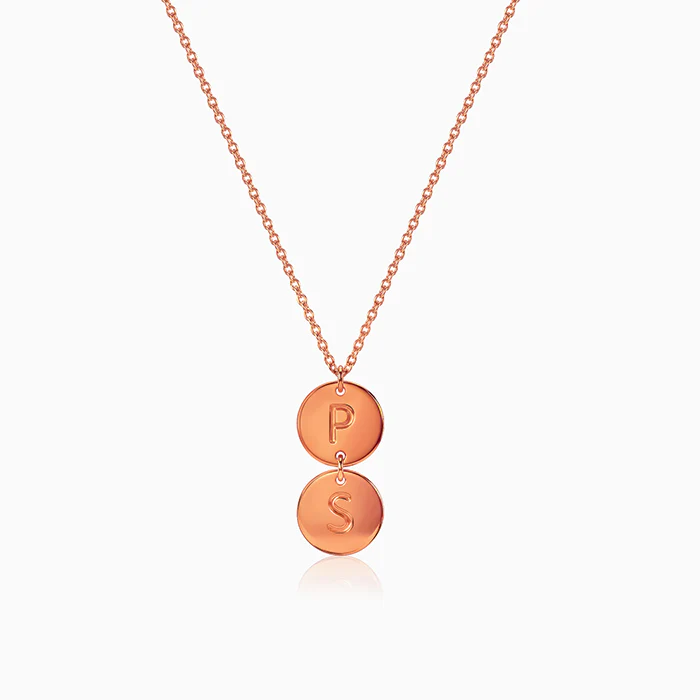 Rose Gold Personalised The Pair Initial Necklace - Image 2
