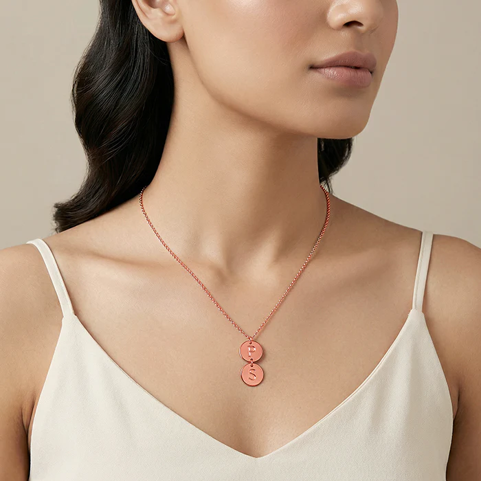 Rose Gold Personalised The Pair Initial Necklace - Image 4