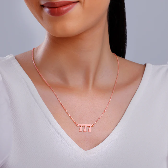 Rose Gold Personalised Triple Numeric Necklace - Image 4