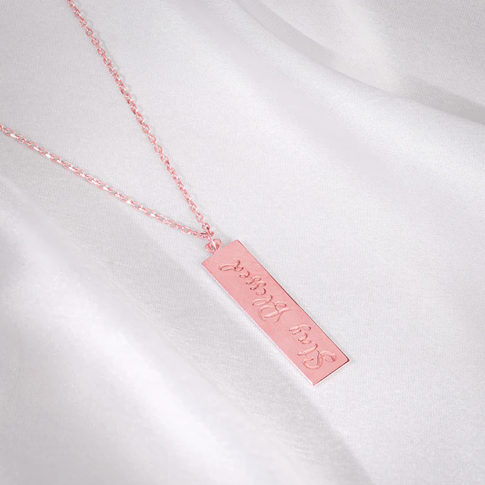 Rose Gold Personalised Two-Name Bar Pendant - Image 4