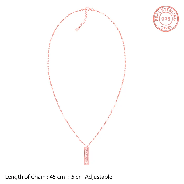 Rose Gold Personalised Two-Name Bar Pendant - Image 7