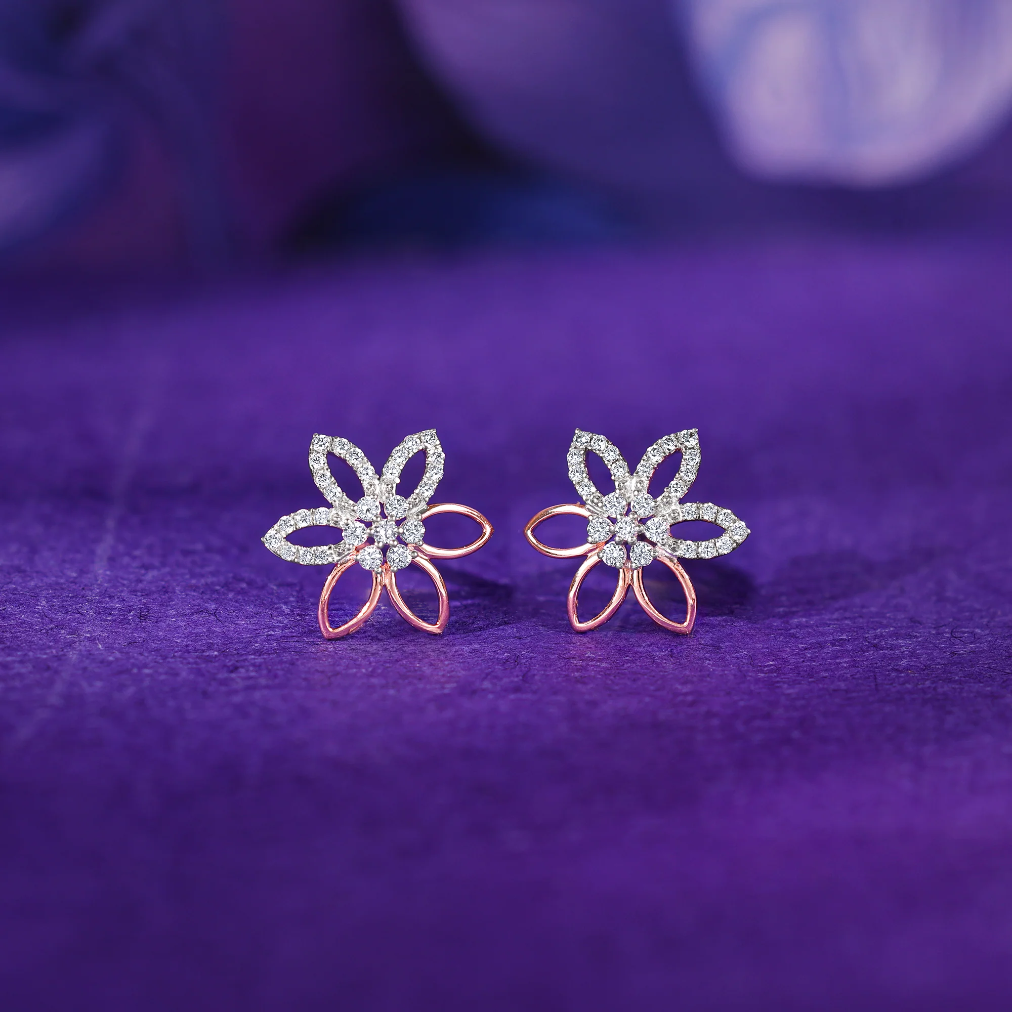 Rose Gold Petal Axis Lab Grown Diamond Studs - Image 2