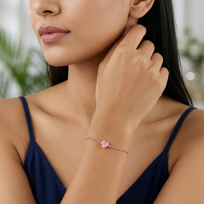 Rose Gold Pinky Heart Bracelet - Image 3