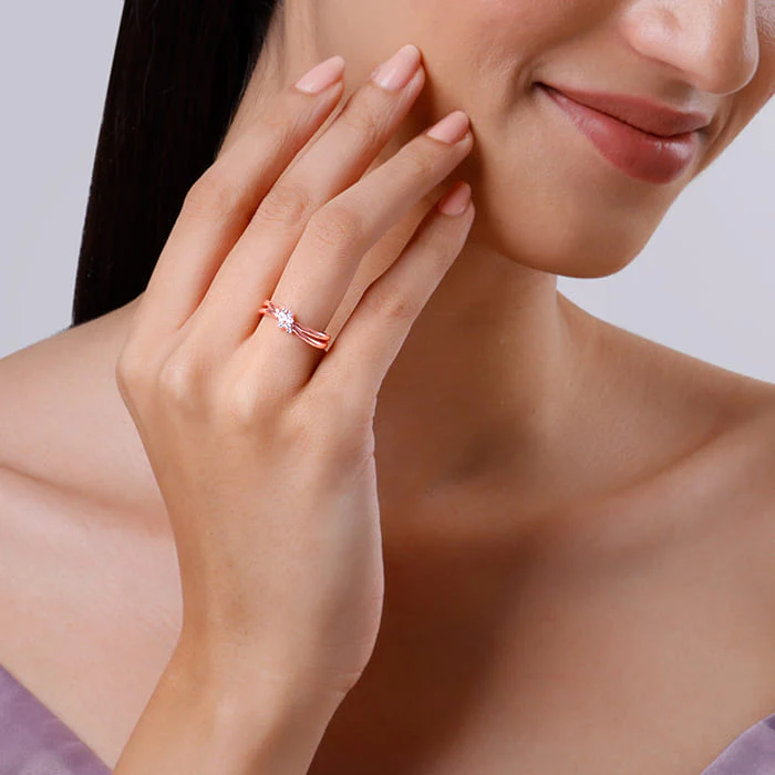Rose Gold Promise Knot Ring - Image 3