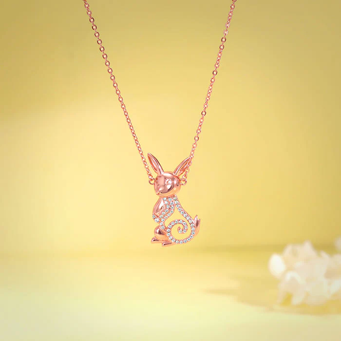 Rose Gold Rabbit Pendant With Link Chain - Image 2