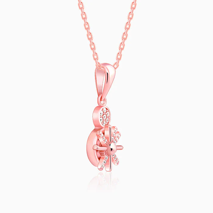 Rose Gold Radiant Wheel Pendant With Link Chain - Image 4